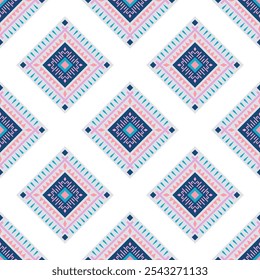 Abstract ethnic seamless pattern in tribal.Modern textile in native American,Mexican,African, mediterranean style.Aztec geometric fabric folk art background.Colorful boho design for print decorate