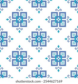 Abstract ethnic seamless pattern in tribal.Modern textile in native American,Mexican,African, mediterranean style.Aztec geometric fabric folk art background.Colorful boho design for print decorate