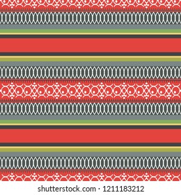 Abstract ethnic seamless pattern, vector illustration, ornamental background. Ornate horizontal multicolor colorful tracery for fabric design, textiles, wallpaper and decoration, tribal art print