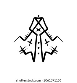 Abstract ethnic shaman pattern. Folk sacred geometry symbol. Mystic, alchemy, occult. Boho poster, folklore slavic design.