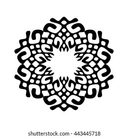 Abstract ethnic sign in black color isolated on white background. Vector illustration. File editable, scalable and easy color change.