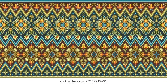 Abstract ethnic stripe background. Ornamental vector border