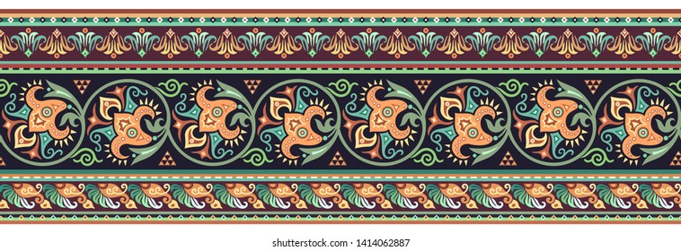 Abstract ethnic stripe pattern, ornamental vector background