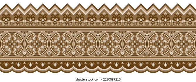 Abstract Ethnic Stripe Pattern, Ornamental Vector Sepia Toned Background