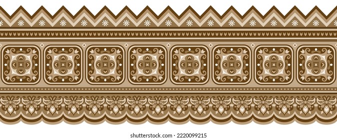 Abstract Ethnic Stripe Pattern, Ornamental Vector Sepia Toned Background