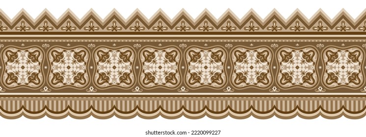 Abstract Ethnic Stripe Pattern, Ornamental Vector Sepia Toned Background