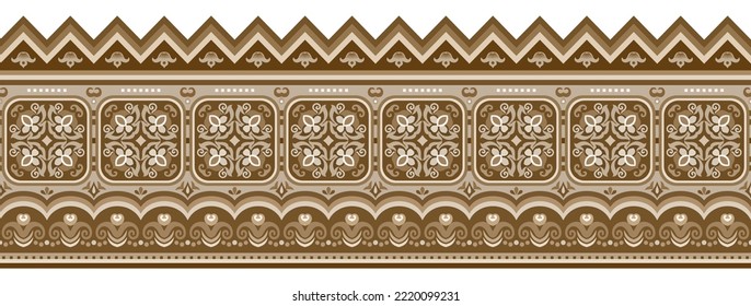 Abstract Ethnic Stripe Pattern, Ornamental Vector Sepia Toned Background