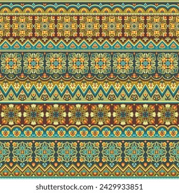 Abstract ethnic stripe pattern, ornamental vector background. Seamless pattern
