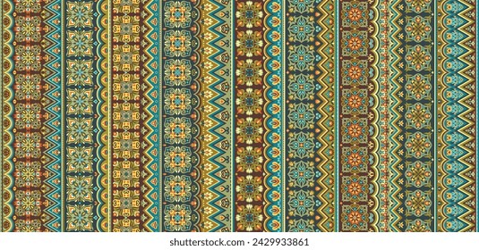 Abstract ethnic stripe pattern, ornamental vector background. Seamless pattern