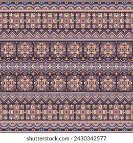 Abstract ethnic stripe pattern, ornamental vector background. Seamless pattern