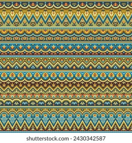 Abstract ethnic stripe pattern, ornamental vector background. Seamless pattern