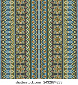 Abstract ethnic stripe pattern, ornamental vector background. Seamless pattern