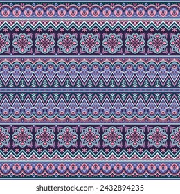Abstract ethnic stripe pattern, ornamental vector background. Seamless pattern