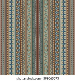 Abstract ethnic stripe pattern, ornamental vector background. Seamless pattern
