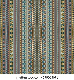 Abstract ethnic stripe pattern, ornamental vector background. Seamless pattern