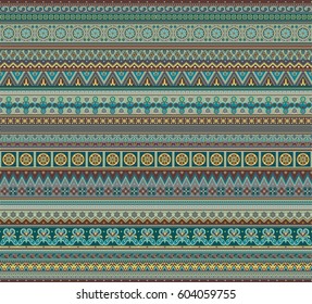 Abstract ethnic stripe pattern, ornamental vector background. Seamless pattern