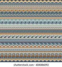 Abstract ethnic stripe pattern, ornamental vector background. Seamless pattern