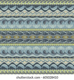 Abstract ethnic stripe pattern, ornamental vector background. Seamless pattern
