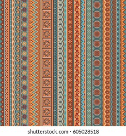 Abstract ethnic stripe pattern, ornamental vector background. Seamless pattern