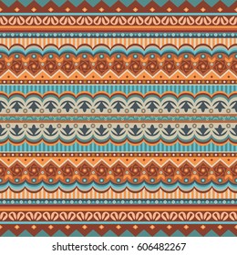 Abstract ethnic stripe pattern, ornamental vector background. Seamless pattern