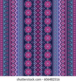 Abstract ethnic stripe pattern, ornamental vector background. Seamless pattern