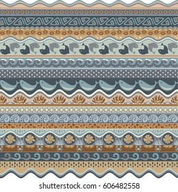 Abstract ethnic stripe pattern, ornamental vector background. Seamless pattern