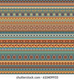 Abstract ethnic stripe pattern, ornamental vector background. Seamless pattern