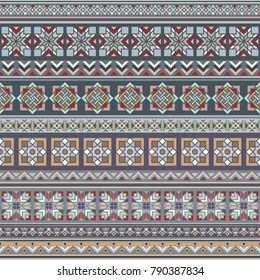 Abstract ethnic stripe pattern, ornamental vector background. Seamless pattern