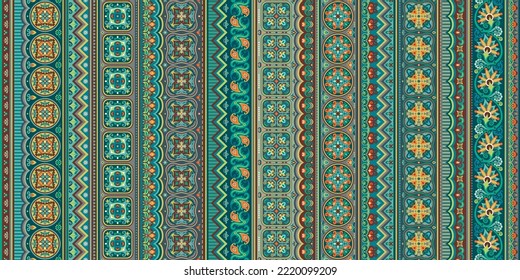 Abstract ethnic stripe seamless pattern, ornamental vector vintage background