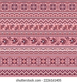 Abstract ethnic stripe seamless pattern, ornamental vector vintage background