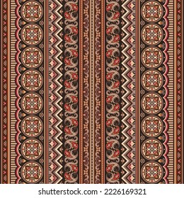 Abstract ethnic stripe seamless pattern, ornamental vector vintage background