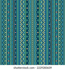 Abstract ethnic stripe seamless pattern, ornamental vector vintage background