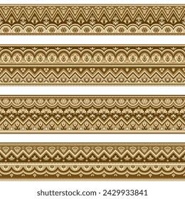 Abstract ethnic stripes. Ornamental vector borders set