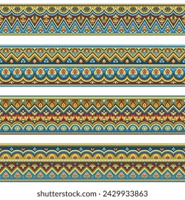 Abstract ethnic stripes. Ornamental vector borders set
