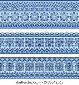 Abstract ethnic stripes. Ornamental vector borders set