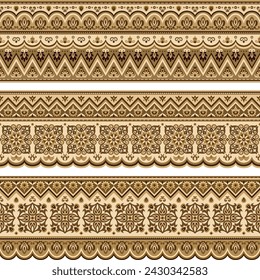 Abstract ethnic stripes. Ornamental vector borders set