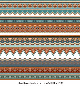 Abstract ethnic stripes. Ornamental vector borders set