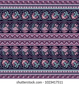 Abstract ethnic stripy ornamental vector background. Seamless pattern