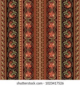 Abstract ethnic stripy ornamental vector background. Seamless pattern