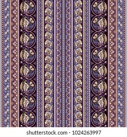 Abstract ethnic stripy ornamental vector background. Seamless pattern