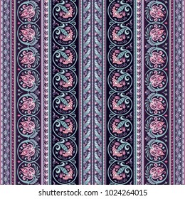 Abstract ethnic stripy ornamental vector background. Seamless pattern