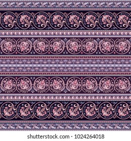 Abstract ethnic stripy ornamental vector background. Seamless pattern