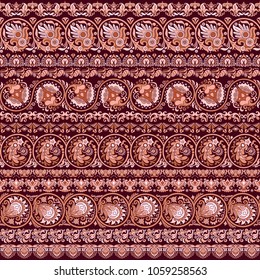 Abstract ethnic stripy ornamental vector background. Seamless pattern