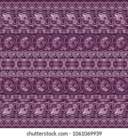 Abstract ethnic stripy ornamental vector background. Seamless pattern