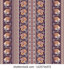 Abstract ethnic stripy ornamental vector background. Seamless pattern