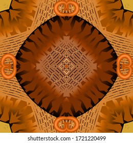 Abstrakter ethnischer Stil Vektor nahtlos Muster. Ziergarnhintergrund. Wiederholen Sie den Stammeshintergrund. Geometrische, moderne, strukturierte orangefarbene Ornamente. Dekoratives, schönes, modernes Abstraktionsdesign.