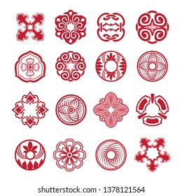 Abstract ethnic symbols set vector illustration. Eastern background. Yoga design
