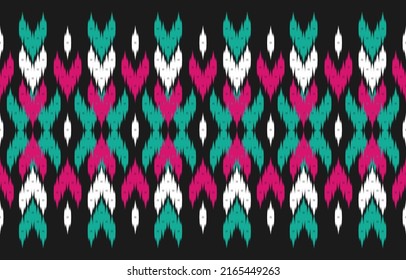 Resumen arte de patrones étnicos tribales. Patrón ininterrumpido de los ikat étnicos. de estilo americano y mexicano. Diseño para fondo, papel pintado, ilustración, tela, ropa, alfombra, textil, batik, bordado.