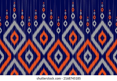 Abstract ethnic tribal pattern art. Ethnic ikat seamless pattern traditional. Design for background, wallpaper, illustration, fabric, clothing, carpet, textile, batik, embroidery.
