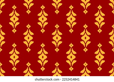 Abstract ethnic tribal pattern art. Ethnic ikat red seamless pattern. American and Mexican style. Design for background, wallpaper, illustration, fabric, clothing, carpet, textile, batik, embroidery.